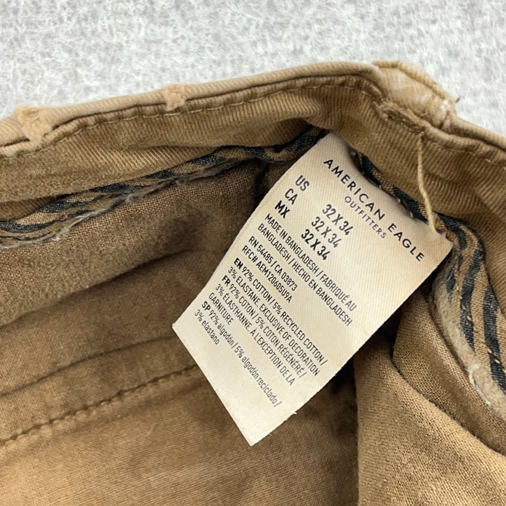 American Eagle Pants Men 32x34 Brown Khaki Chino Slim Fit Straight Leg Dress - Picture 3 of 13